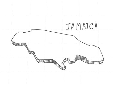 Hand Drawn of Jamaica 3D Map on White Background. 10368912 Vector Art ...