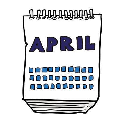 Freehand Drawn Cartoon Calendar Showing Month Of April Stock ...