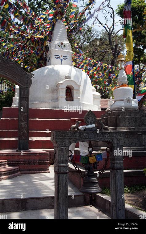 Temple and shrine at the southwest entrance to the Swayambhu ...