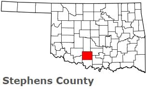 Stephens County on the map of Oklahoma 2023. Cities, roads, borders and ...