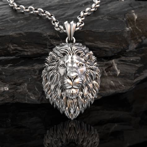 Silver Lion Necklacepersonalized Lion Head Necklace African | Etsy