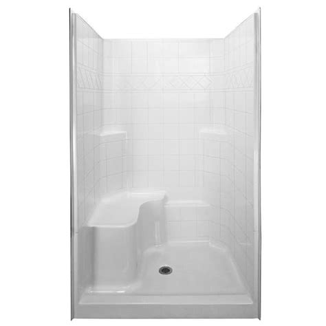 Ella Basic 48 in. x 36.75 in. x 79.5 in. Alcove 3-Piece Shower Kit with Shower Wall and Shower ...