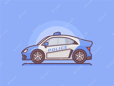 Premium Vector | Police car vector illustration with outline style