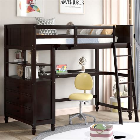 Kids Loft Bed With Desk And Storage