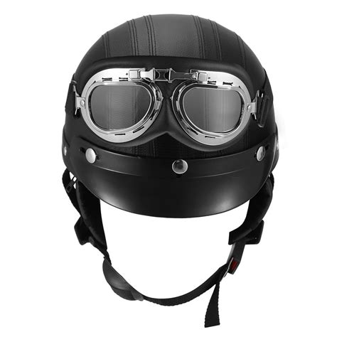 Half Motorcycle Helmet Motorcycle Scooter Open Face Helmet w/Pilot ...