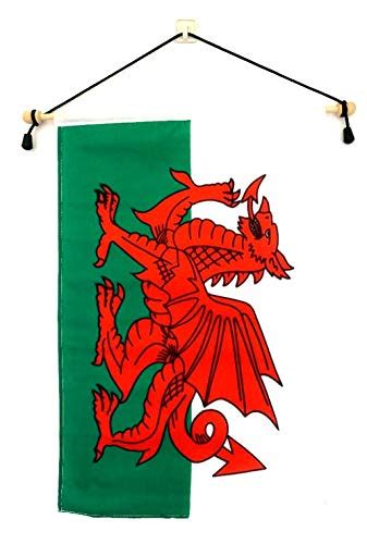 Wales 12"x18" Polyester Wall Banner Flags, 12 x18 Welsh Wall or School Flag Mounted on a Birch ...