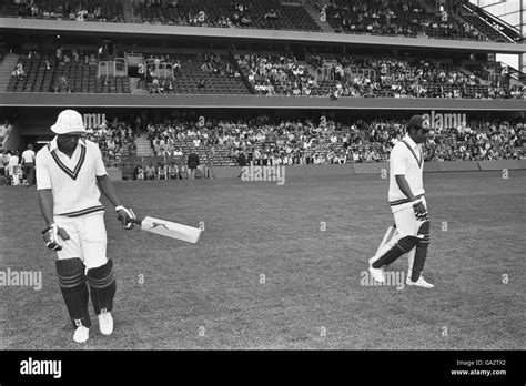 Desmond Haynes (l) and Gordon Greenidge (r) of the West Indies walk out ...