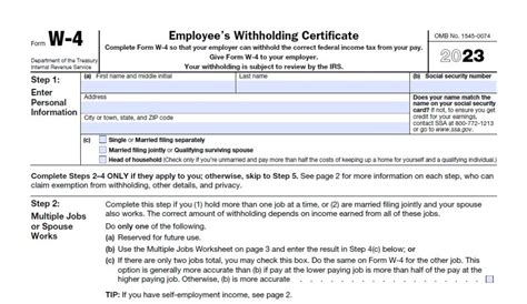 IRS W-4 Form 2023 Printable - IRS Tax Forms 2024