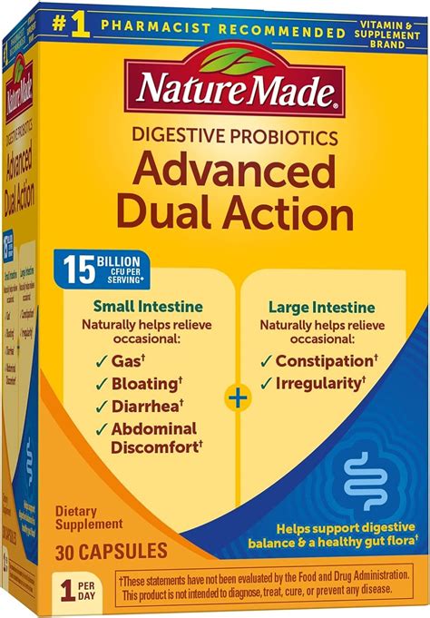 Amazon.com: Nature Made Digestive Probiotics Advanced Dual Action ...