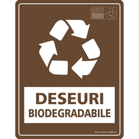 Autocolant pentru marcare pubele Colectare Selectiva "Deseuri Biodegradabile", Maro, 195x250mm ...