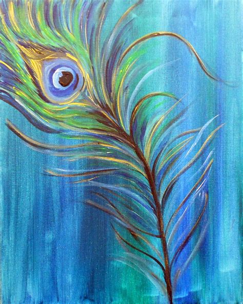 Original Modern Peacock Feather Acrylic by HavePaintWillTravel