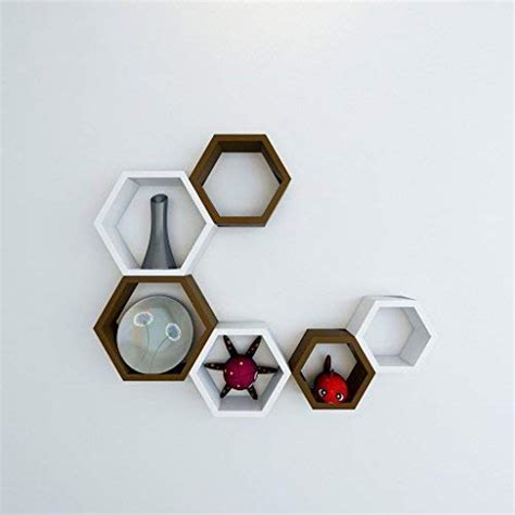 Hexagon Floating Wall Shelves for Living Room and Home Decor.