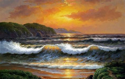 Hawaii Beach, Seashore Painting, Sunrise Painting, Canvas Art, Canvas Painting, Seascape ...