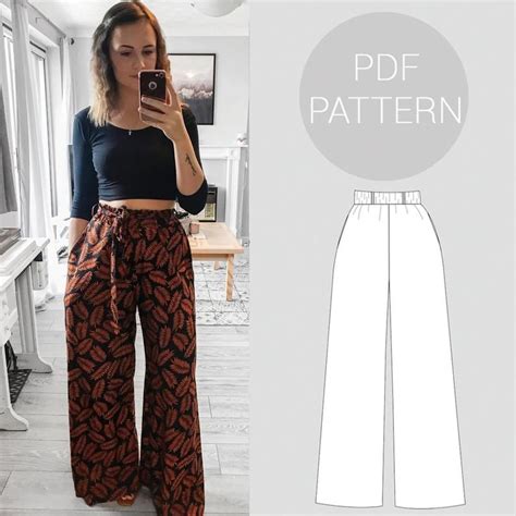 Wide Leg Pants PDF Sewing Pattern for Women NH Patterns Ember Trousers ...