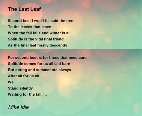 The Last Leaf by Mike Idle - The Last Leaf Poem