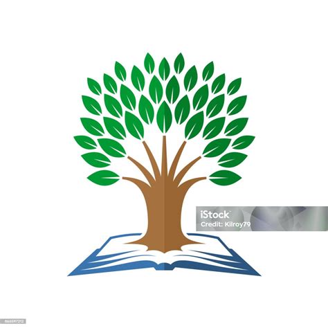 Tree Of Knowledge Symbol Open Book And Tree Stock Illustration - Download Image Now - Abstract ...