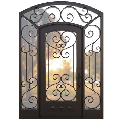 Napoli Iron Entry Door with Sidelights & Transoms | Iron Doors Arizona
