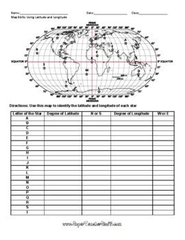 Latitude and Longitude Worksheet & Answer Key by Super Teacher Stuff