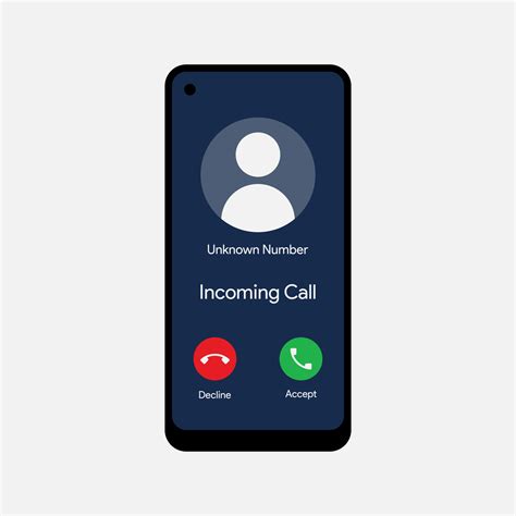 Unknown number calling smartphone screen mockup, unknown caller incoming call. Decline or accept ...