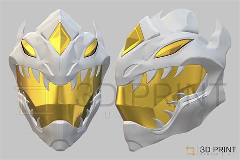 Power Ranger White Dragon helmet 3D model 3D printable | CGTrader