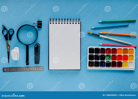 Set with Stationary and Art Supplies Stock Image - Image of note, color ...