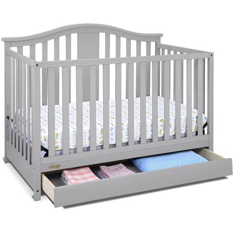 Graco Solano 4 in 1 Convertible Crib with Drawer, Pebble Gray & Premium Foam Crib Mattress ...