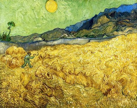 Vincent Van Gogh - Wheatfield with Reaper at sunset (1889) : r/museum