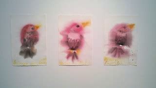 Ann Craven blurry bird watercolors at Maccarone | Barry Hoggard | Flickr