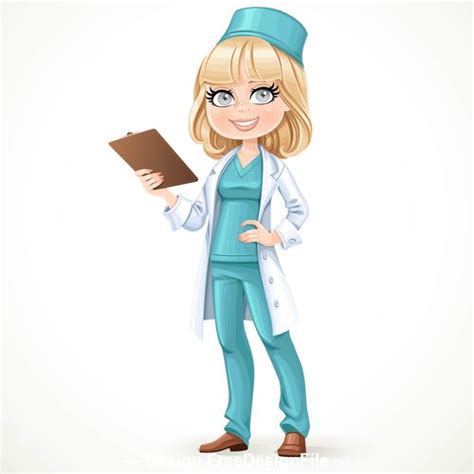 Wearing a surgeon costume pretty female doctor cartoon vector free download