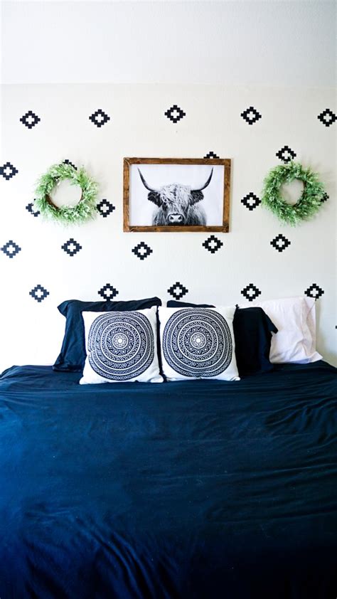 Renter Friendly Aztec Inspired Master Bedroom - Collectively Casey