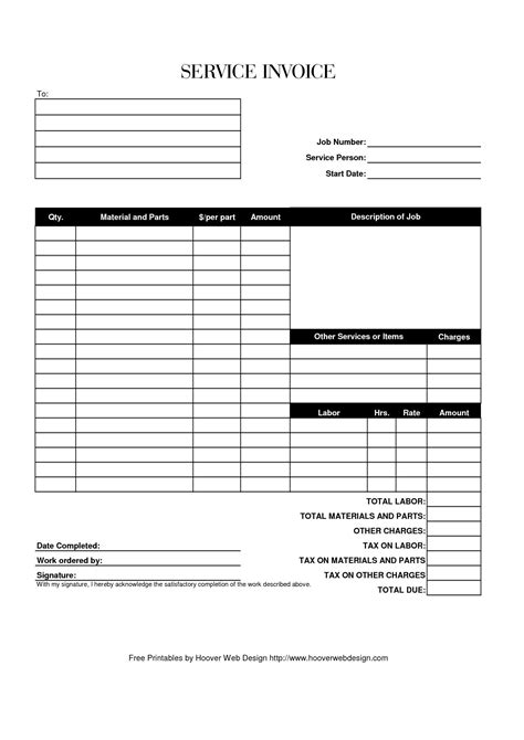 Labor Invoice Templates Printable Free | Invoice Template Ideas