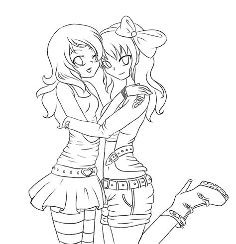 Anime Girls BFF coloring page - Download, Print or Color Online for Free