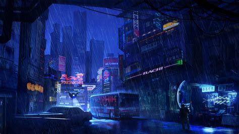 2560x1440 Futuristic City Dark Evening Rain 4k 1440P Resolution ,HD 4k ...