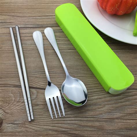 DHL 200Set Portable Steel Cutlery Chopstick Spoon Fork Dinnerware Set ...