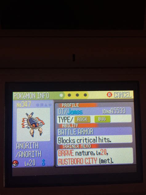 [3] Shiny Anorith after 739 SRs in ruby : r/ShinyPokemon