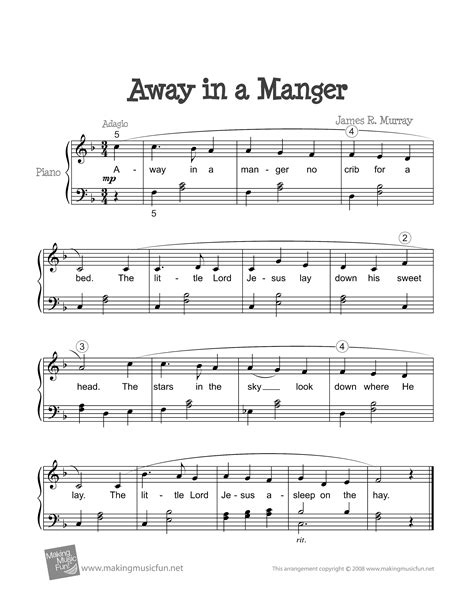 Christmas-Away in a Manger Sheet Music pdf, - Free Score Download ★