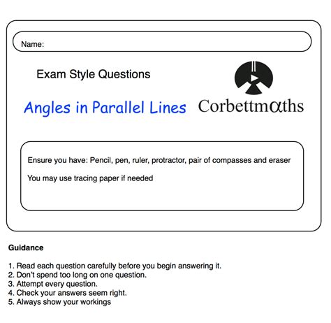 Angles in Parallel Lines Practice Questions – Corbettmaths - Worksheets Library