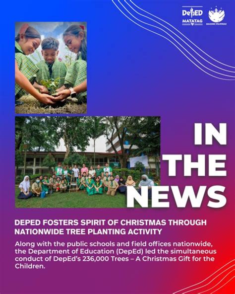 DepEd fosters spirit of Christmas through nationwide tree planting activity | Department of ...