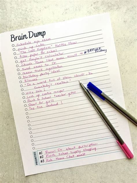 Free Brain Dump Template & How to do a Brain Dump to Get Organized