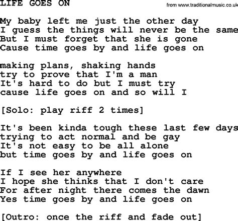 Johnny Cash song: Life Goes On, lyrics