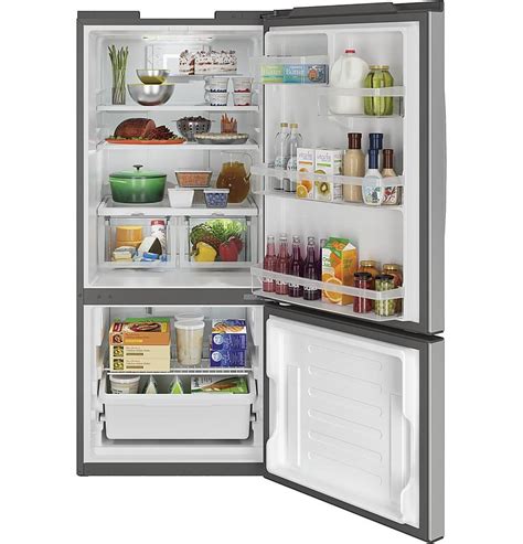 GE 21.0 Cu. Ft. Bottom-Freezer Refrigerator Stainless Steel GBE21DYKFS ...