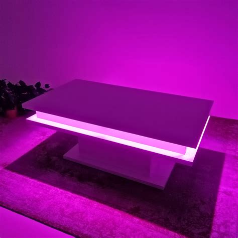 Modern Wooden Living Room Coffee Table and Italian Design LED Lights