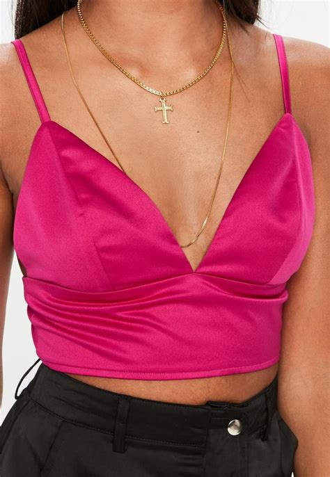 Pink Basic Satin Bralet | Missguided | Womens tops, Holiday outfits, Tops