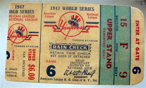 Lot Detail - 1947 WORLD SERIES TICKET STUB- YANKEES/DODGERS -GAME 6 ...