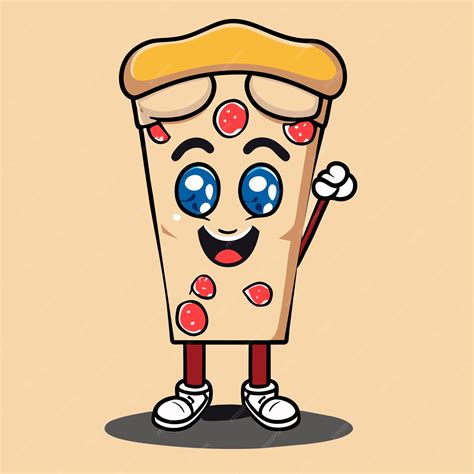 Premium Vector | Cute pizza slice wearing glasses with thumbs up ...