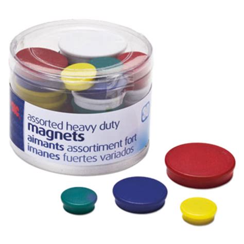 Officemate 92501 Assorted Heavy-Duty Plastic Circle Magnets - 30/Pack