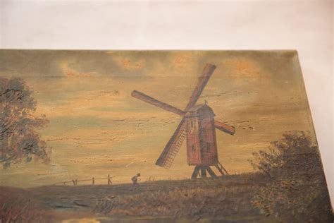 Antique Countryside Landscape Windmill Painting :: ONH :: Art :: 4601