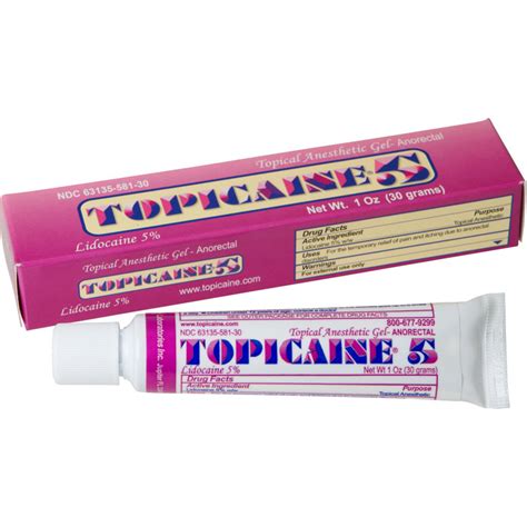 TOPICAINE 5% 1 Oz (30 g) Skin Numbing Topical Anesthetic Gel. Lidocaine 5%