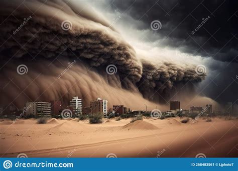 A Powerful Supercell Storm Above the City. Climate Change Concept Stock Illustration ...