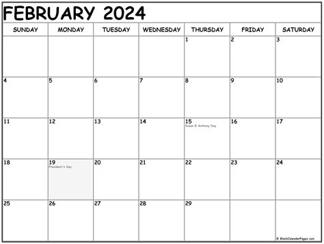 february 2024 with holidays calendar